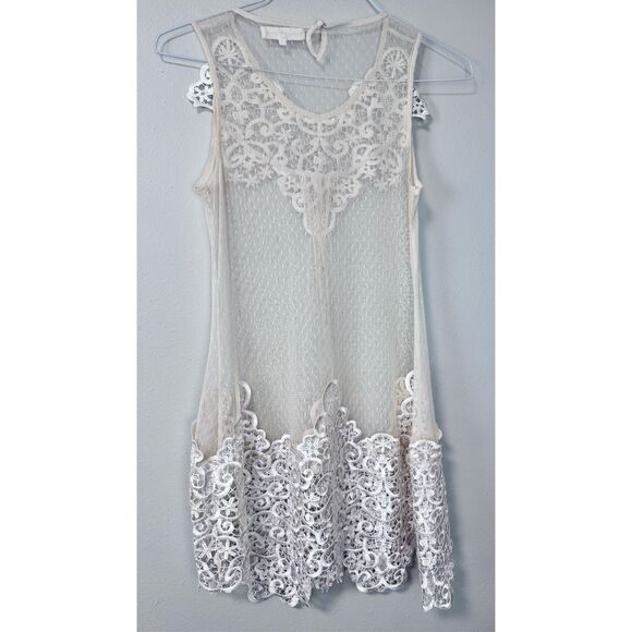 Altar’d‎ State Sheer Cream Lace Mini Dress Size Small - Picture 4 of 14